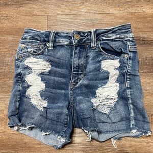 American Eagle Outfitters Distressed Blue Denim Cutoff Shorts